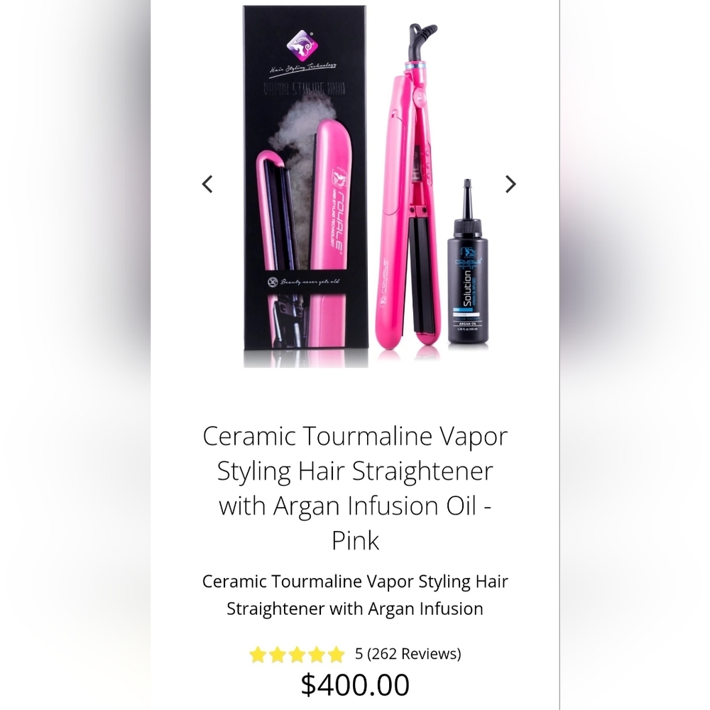 NIB-Royale Ceramic Vapor Styling FlatIron, Argan Infusion Oil, Shoe Holder-SET - Picture 13 of 14